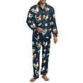thumbnail image 1 of SCRAWLGOD Rooster Chicken Egg Daisy Comfy Pajamas Set Mens Pajamas Long Sleeve Breathable Soft Loungewear with Pockets Two-Piece CaSual Sleepwear Button-Down Pj Set, XL, 1 of 6