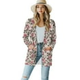 thumbnail image 1 of SCRAWLGOD Rose Long Comfy Cardigans for Women Trendy Lightweight Sweatshirt Jacket Size L Long Sleeve Sweater Coat Long Stretchable Womens Cardigans Dressy Casual, 1 of 1