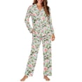 thumbnail image 1 of SCRAWLGOD Rose Women's Pajamas Long Sleeve Pants and Top Set of 2 Pjs for Women V-Neck Women Button Up Pj Set with Pockets Comfortable Nightwear Set Size L, 1 of 7