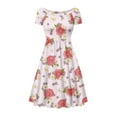 thumbnail image 1 of SCRAWLGOD Roses Floral Dress for Women Casual Summer Midi Length Dress with Sleeves Soft Women's Summer Short Sleeve A-Line Midi Dresses Crewneck for Shopping Size L, 1 of 1