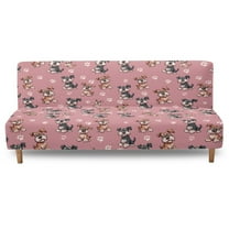SCRAWLGOD Schnauzer Paw Print Dark Pink Non Slip Futon Cover, Armless Washable Couch Cover for Futon, Stretch Sofa Cover, Scratch Resistant Furniture Protector for Pets, Dog and Cat