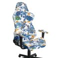 thumbnail image 1 of SCRAWLGOD Sea Turtle Starfish Print Blue White Print Gaming Chair Slipcover, 4 Pieces Stretchable Rotating Chair Slipcovers with Armrest Cover Dustproof Reclining Gaming Seat Covers with Zipper, 1 of 7