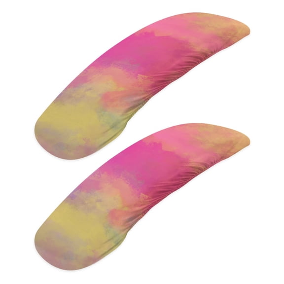 SCRAWLGOD Set of 2 Office Chair Armrest Slipcovers Dustproof Anti-Slip Gaming Chair Arm Rest Protector Washable Rotating Chair Arm Rest Cover, Abstract Watercolor Yellow Pink