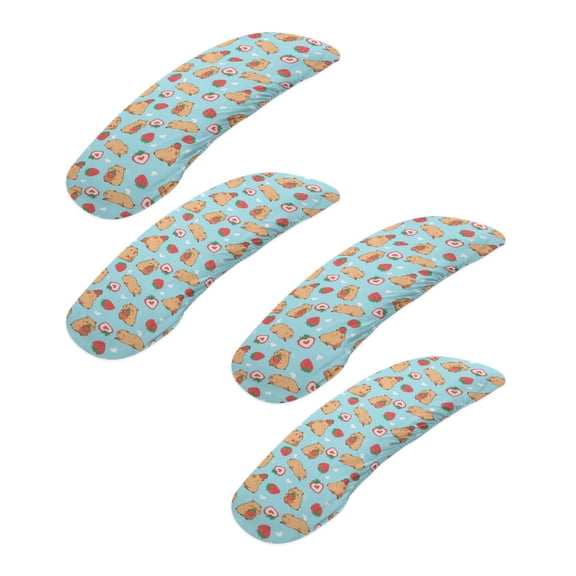 SCRAWLGOD Set of 4 Stretch Office Chair Arm Covers Cozy Washable Desk Chair Arm Rest Covering Scratch Resistant Computer Chair Armrest Slipcovers, Capybara Strawberry Heart Blue