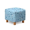thumbnail image 1 of SCRAWLGOD Shark Print Blue Footstool Slipcover, Washable Footrest Sofa Slipcovers Comfortable Square Covers for Footstool with Stretch Bottom, 1 of 7