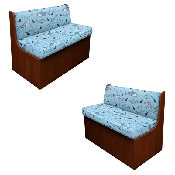 SCRAWLGOD Shark Print RV Dinette Cushions Covers Anti Scratch Washable Camper Booth Cushion Slipcover Stretch 2 Piece Set RV Couch Cover for Camper Car Bench Seats