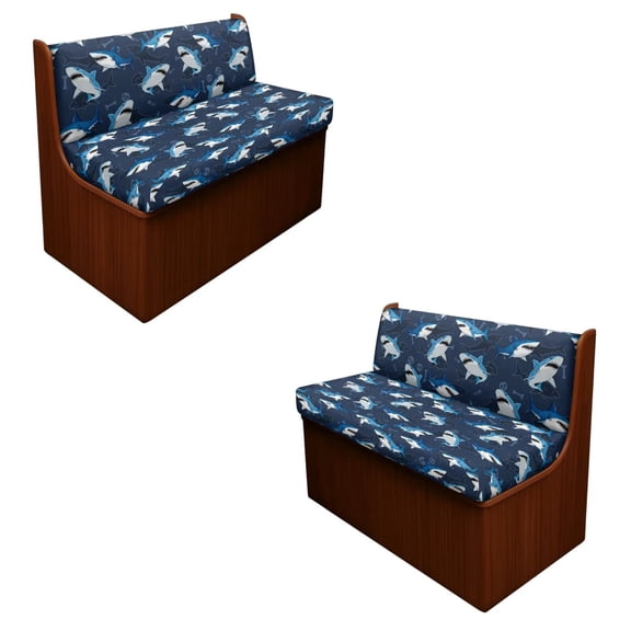 SCRAWLGOD Shark Skull Print RV Dinette Cushions Covers Stretchable Washable RV Dinette Booth Seat Slipcover Anti Dust 2 Piece Set Camper Booth Cushion Slipcover