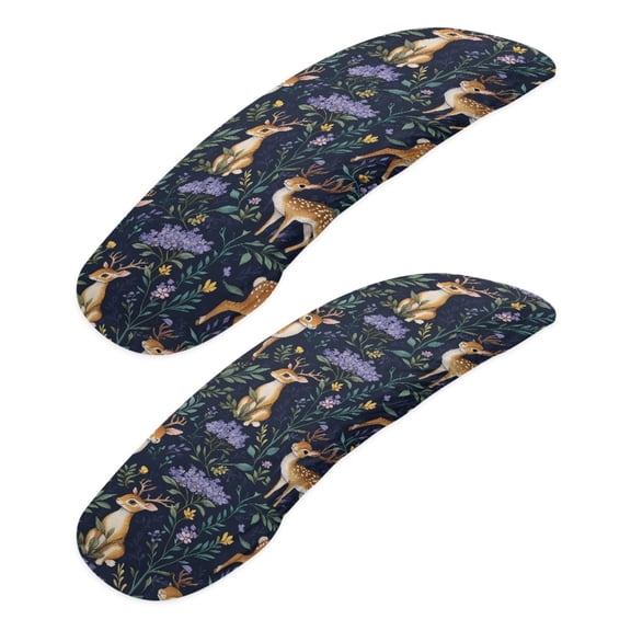 SCRAWLGOD Sika Deer Floral Non-Slip Office Chair Arm Covers Soft Office Seat Hand Rest Protector Crease Resistant Computer Chair Armrest Slipcovers, 2 Pieces Set