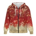thumbnail image 1 of SCRAWLGOD Snowflake Womens Zip Up Hoodies Oversized Hoodies for Women Trendy Graphic Long Sleeve Ladies Hoodies Zip Front Warm Activewear Women Jacket Size L for Christmas, 1 of 7