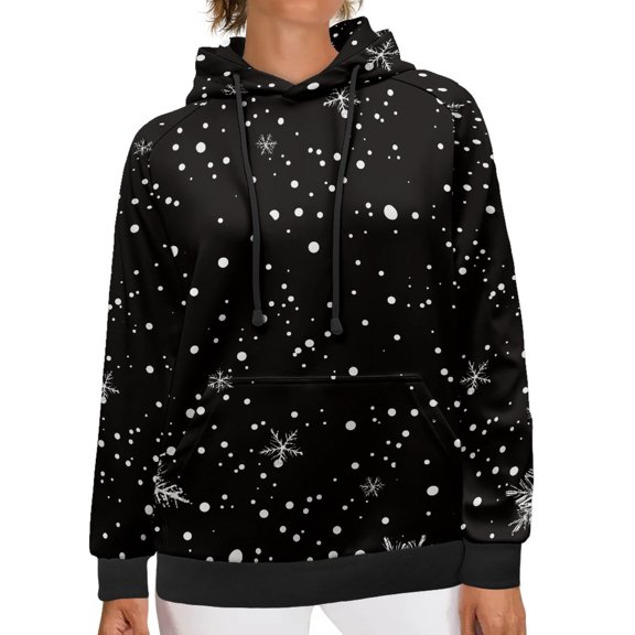 SCRAWLGOD Snowflakes Christmas Pullover for Women Plus Size 2XL Hoodies Sweatshirts Long Sleeve Woman Hoodies Graphic Comfy Oversize Crewneck Sweatshirt Women