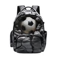 thumbnail image 1 of SCRAWLGOD Soccer Crack Pattern Gray Classic Casual Backpack, Lightweight Laptop Daypack for Work Travel School Commute, Spacious Practical Modern Unisex Design, 1 of 7