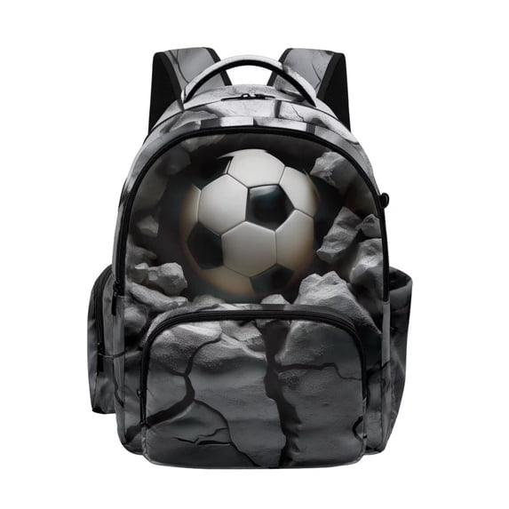 SCRAWLGOD Soccer Crack Pattern Gray Classic Casual Backpack, Lightweight Laptop Daypack for Work Travel School Commute, Spacious Practical Modern Unisex Design
