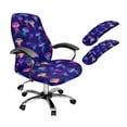 thumbnail image 1 of SCRAWLGOD Soft Computer Chair Cover with Armrest Covers 3 Pieces Crease Resistant Boss Chair Protector Stretchable High Back Chair Slipcover, Glowing Jellyfish Stars Violet, S, 1 of 7