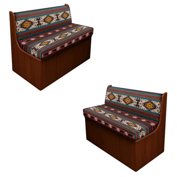 SCRAWLGOD Southwest Aztec Bison Print Stretchable RV Dinette Cushions Slipcover, 2 Backrest Cover and 2 Bench Cover Universal Stain Resistant RV Dinette Booth Cushions Slipcover