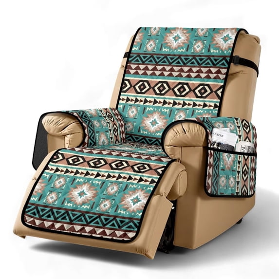 SCRAWLGOD Southwest Aztec Print Recliner Chair Cover Universal Non Slip Reclining Couch Cover Anti Scratch Stain Resistant Recliner Chair Slipcover for Pets