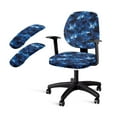 thumbnail image 1 of SCRAWLGOD Splash Black Blue Set of 4 Office Chair Cover with Armrest Protector Stretchable High Back Chair Covers Easy to Install Anti-Dust Boss Chair Slipcover, 1 of 7