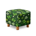 thumbnail image 1 of SCRAWLGOD St. Patrick's Day Clover Heart Butterfly Print Dark Green Ottoman Cover Square Stretch Ottoman Slipcovers Soft Storage Foot Rest Cover with Nonslip Elastic Bottom for Living Room Decor, 1 of 7
