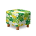 thumbnail image 1 of SCRAWLGOD St. Patrick's Day Four Leaf Clover Coin Print White Green Footstool Slipcover, Thick Foot Rest Cushion Non Slip Square Slipcover for Ottoman with Elastic Buttom for Living Room, 1 of 7