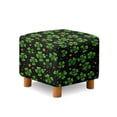 thumbnail image 1 of SCRAWLGOD St. Patrick's Day Four Leaf Clover Stars Print Green Black Stretch Ottoman Cover Square, Removable Footstool Slipcover for Living Room Washable Storage Stool Furniture Protector, 1 of 7