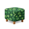 thumbnail image 1 of SCRAWLGOD St. Patrick's Day Four Leaf Clover Stripe Print Dark Green Ottoman Cover Square - Stretch Square Ottoman Cover - Foot Stool Covers Rectangular with Elastic Bottom, 1 of 7