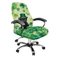 thumbnail image 1 of SCRAWLGOD St. Patrick's Day Stretch Computer Office Chair Cover Non-Slip Rotating Chair Cover Scratch Resistant Desk Rotating Chair Slipcovers, Cat Clover Leprechaun Hat Green, L, 1 of 7