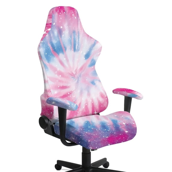 SCRAWLGOD Star Tie Dye Print Gaming Chair Cover with Armrest Covers Stretchable Non Slip Furniture Protector Anti Scratch Breathable Computer Chair Slipcover