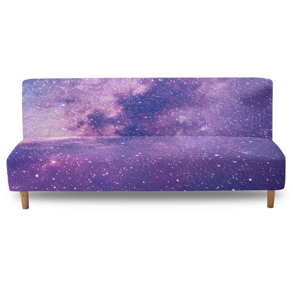 SCRAWLGOD Starry Sky Print Violet Futon Cover High Stretch Armless Sofa Covers Scratch Resistant Sofa Bed Covers Futon Slipcover Furniture Protector for Pets