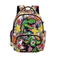 thumbnail image 1 of SCRAWLGOD Stars Dinosaur Pattern School Backpack for Boys Girls Backpack for Kids Teens Elementary Middle School 17 inch Portable Knapsack with Padded Strap, 1 of 7