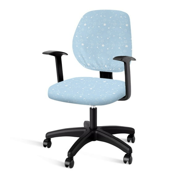 SCRAWLGOD Stars Spots Blue Comfy Chair Covers for Office Desk Chairs Breathable Easy to Remove Chair Protector Washable Universal Swivel Chair Slipcover, Set of 2