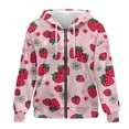 thumbnail image 1 of SCRAWLGOD Strawberries Women's Zip Up Hoodies Lightweight Oversized Zip Up Hoodie Women Long Sleeve Womens Hoodie Sweatshirt Zipper Casual Hooded Sweatshirt with Zipper Women Size XS, 1 of 7