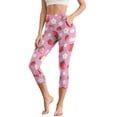 thumbnail image 1 of SCRAWLGOD Strawberry Floral Pink Soft Capri Leggings for Women High Waisted Breathable Capri Leggings with Pockets Tummy Control Yoga Pants for Athletic Running, 3XL, 1 of 7