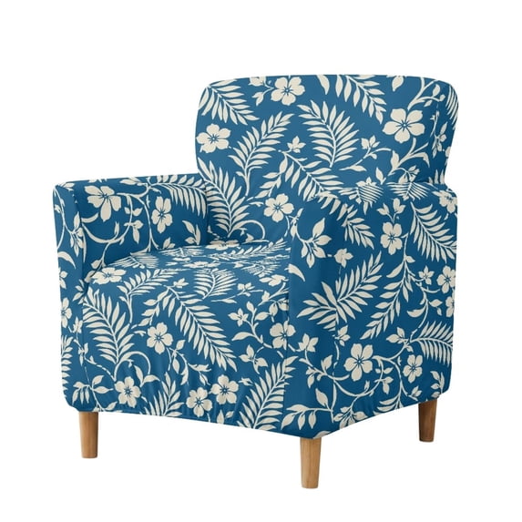 SCRAWLGOD Stretch Chair Cover Non Slip Armchair Slipcover Couch Protector with Elastic Bottom for Kids, Dogs, Pets, Hawaiian Tropical Hibiscus Palm Leaf