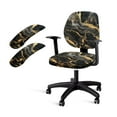 thumbnail image 1 of SCRAWLGOD Stretch Computer Chair Cover with Armrest Covers Easy to Remove Desk Chair Slipcover Stain Resistant High Back Chair Protector, 4 Pcs Set, Marble Print Golden Black, 1 of 7