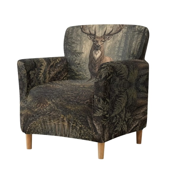 SCRAWLGOD Stretch Sofa Cover Non Slip Couch Cover Anti-Slip Chair Slipcover with Elastic Bottom for Kids, Pets, Dogs, Woodland Forest Deer