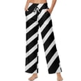 thumbnail image 1 of SCRAWLGOD Stripe Print White Black Womens High Waist Wide Leg Pants Drawstring Fashionable Comfy Stretchy Lightweight Lounge Trousers Flowy Loose Fit Slacks with Pockets, XXL, 1 of 7