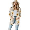 thumbnail image 1 of SCRAWLGOD Sunflower Daisy Cardigan Jackets for Women Lightweight Sweater with Pockets Size L Long Sleeve Sweatshirt Cardigan Women Open Front Comfy Womens Long Cardigan, 1 of 7