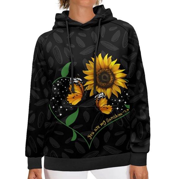 SCRAWLGOD Sunflower Hooded Pullover Sweater Women Hoodie Sweatshirt for Women Graphic Size XL Long Sleeve Ladies Hoodie Sweaters Elastic Hoodies Womens Plus