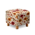 thumbnail image 1 of SCRAWLGOD Sunflower Leaf Print Beige Footstool Cover, Washable Square Slipcover with Non Slip Bottom Soft Foot Stool Protection Universal Fit for Most Footrest Sofa, 1 of 7