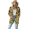 thumbnail image 1 of SCRAWLGOD Sunflower Long Sleeve Cardigan for Women Lightweight Jacket with Pockets Long Sleeve Sweatshirt Cardigan Women Open Front Washable Women Long Cardigan for Picnic Size XL, 1 of 7
