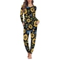 thumbnail image 1 of SCRAWLGOD Sunflower Pajama Set for Women Long Sleeve Pjs for Women Pj Fall Clothing Size 6XL Washable 2 Set Pajamas for Women Crewneck Women House Wear, 1 of 6
