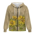 thumbnail image 1 of SCRAWLGOD Sunflower Woman Zipper Hoodies for Women Oversized Sweatshirt with Hood Long Sleeve Ladies Hoodies Zip Front Comfy Active Wear Hoodies for Women Work Size XS, 1 of 7