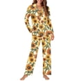 thumbnail image 1 of SCRAWLGOD Sunflower Womens Pjs Sets Long Sleeve Sleepwear for Women Button Up Pajama Sets Size 3XL V-Neck 2 Piece Lounge Lightweight Women's Pj with Pockets, 1 of 7