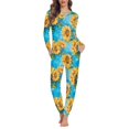 thumbnail image 1 of SCRAWLGOD Sunflowers Pjs for Women Set of 2 Lounge Sets for Women Long Sleeve Sleepwear Crewneck Jogger Pj Sets for Women Size 2XL Comfy Women's Pajama Sets, 1 of 6
