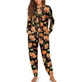 thumbnail image 1 of SCRAWLGOD Thanksgiving 2 Pack Long Sleeve Pajamas for Women with Pockets Fall Casual Pajamas Set Soft Pullover Round Collar Sleepwear Lightweight Pjs Set, Turkey Print Pumpkin Spots Black, L, 1 of 7