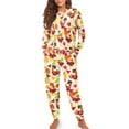 thumbnail image 1 of SCRAWLGOD Thanksgiving Pumpkin Turkey Print Beige Women's Long Sleeve Pajamas Sets Soft Sleepwear with Pockets Drawstring, 2Pcs Pjs Anti-Wrinkle Lounge Set with Elastic Band, L, 1 of 7