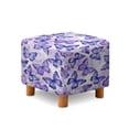 thumbnail image 1 of SCRAWLGOD Tie-Dye Butterfly Print Violet Footstool Cover, Elastic Soft Ottoman Protector Comfortable Rectangular Furniture Protection Home Interior Decoration, 1 of 7