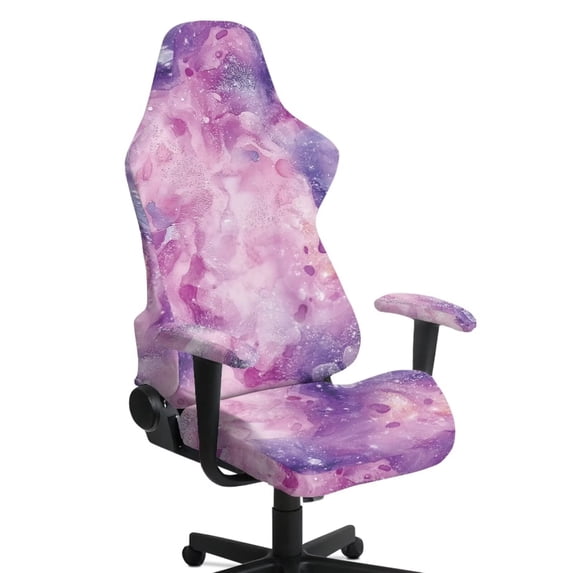 SCRAWLGOD Tie-Dye Print Violet Pink Print 4 Pieces Gaming Chair Cover, Soft Rotating Chair Slipcovers with Armrest Cover Gaming Reclining Chair Slipcover with Elastic Bottom Desk Chair Seat Protector