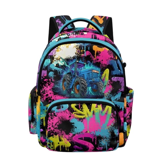 SCRAWLGOD Tractor Splash Pattern Lightweight Backpack Large Capacity 17 inch Laptop Bag for Teen Girls Boys Multi-Pocket Daypack Portable School Backpack