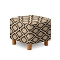 thumbnail image 1 of SCRAWLGOD Tribal Diamond Plaid Print Black Beige Ottoman Cover, Scratch Resistant Cube Ottoman Sofa Cover with Non Slip Bottom Soft Foot Stool Protection Universal Fit for Most Footrest Sofa, 1 of 7