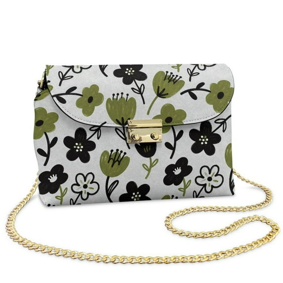 SCRAWLGOD Tulip Flower Print White Crossbody Bags for Women Stylish Small Shoulder Handbags PU Leather Cross Body Purses with Small Shoulder Purses